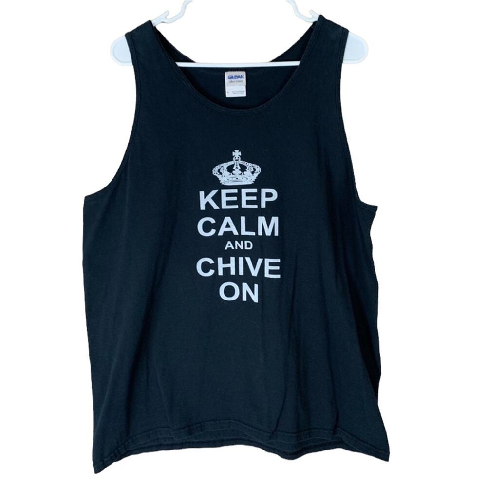 Keep Calm And Chive On Black Tank Top SIze XL